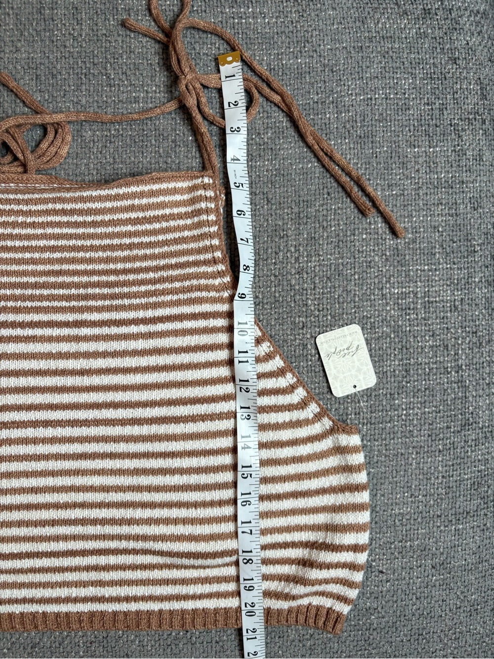Free People Claire Tank Size Large NWT Striped Knit Tie Strap Tank - Picture 6 of 8